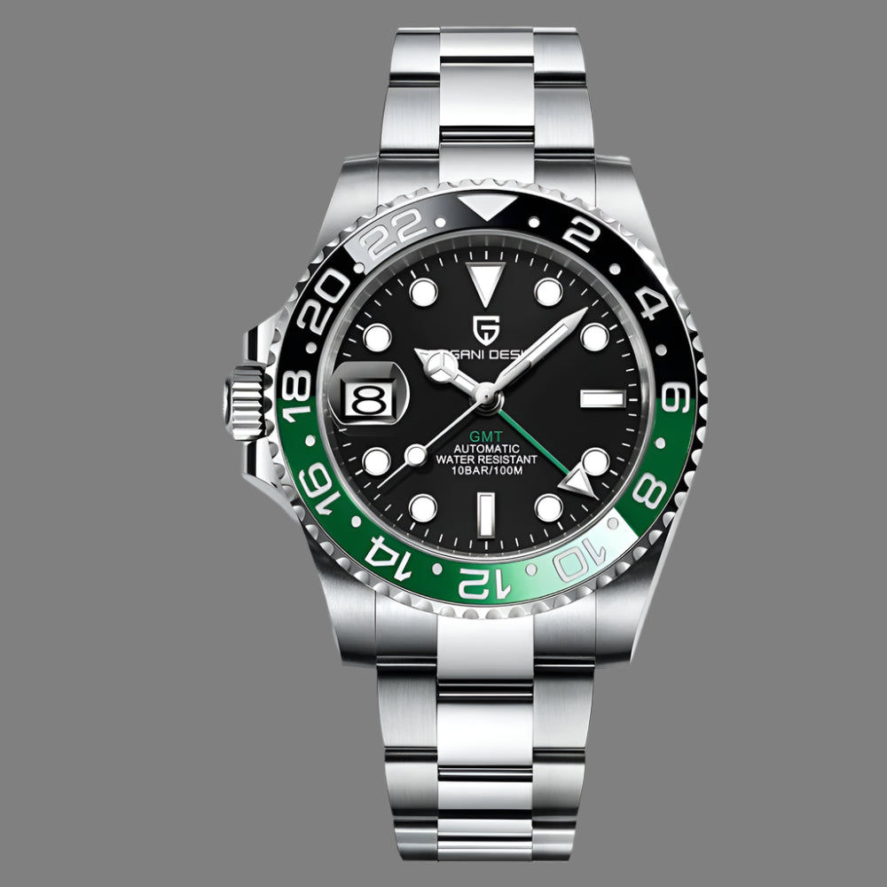 PD-1662 Luxury GMT Men Mechanical Wristwatch Sapphire Glass Stainless Steel 100M Waterproof Automatic Watches